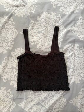 Hollister Black Ruched Crop Tank
